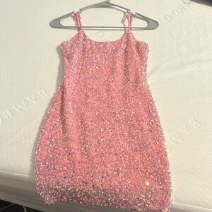lucy in the sky bodycon pink sequin dress